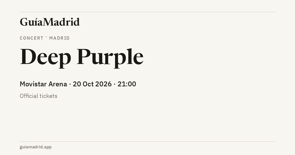 Deep Purple — Movistar Arena, 20 October 2026