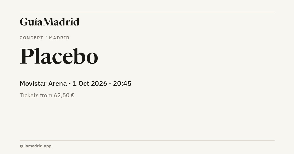 Placebo — Movistar Arena, 1 October 2026