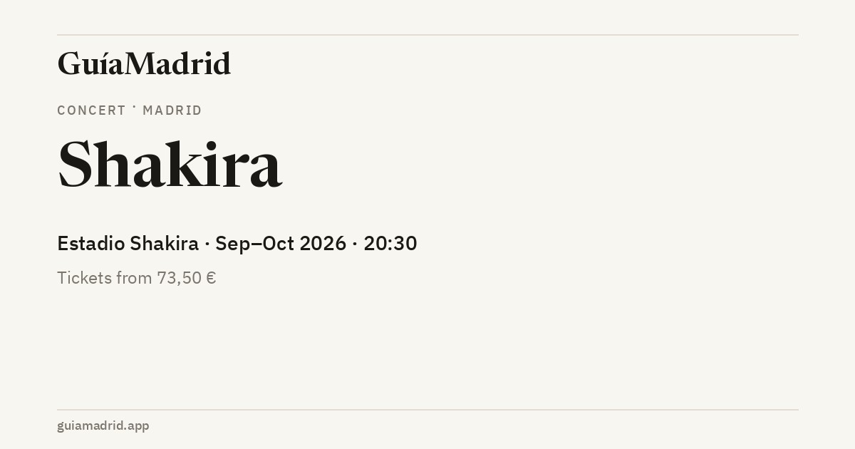 Shakira — Estadio Shakira, October 2026